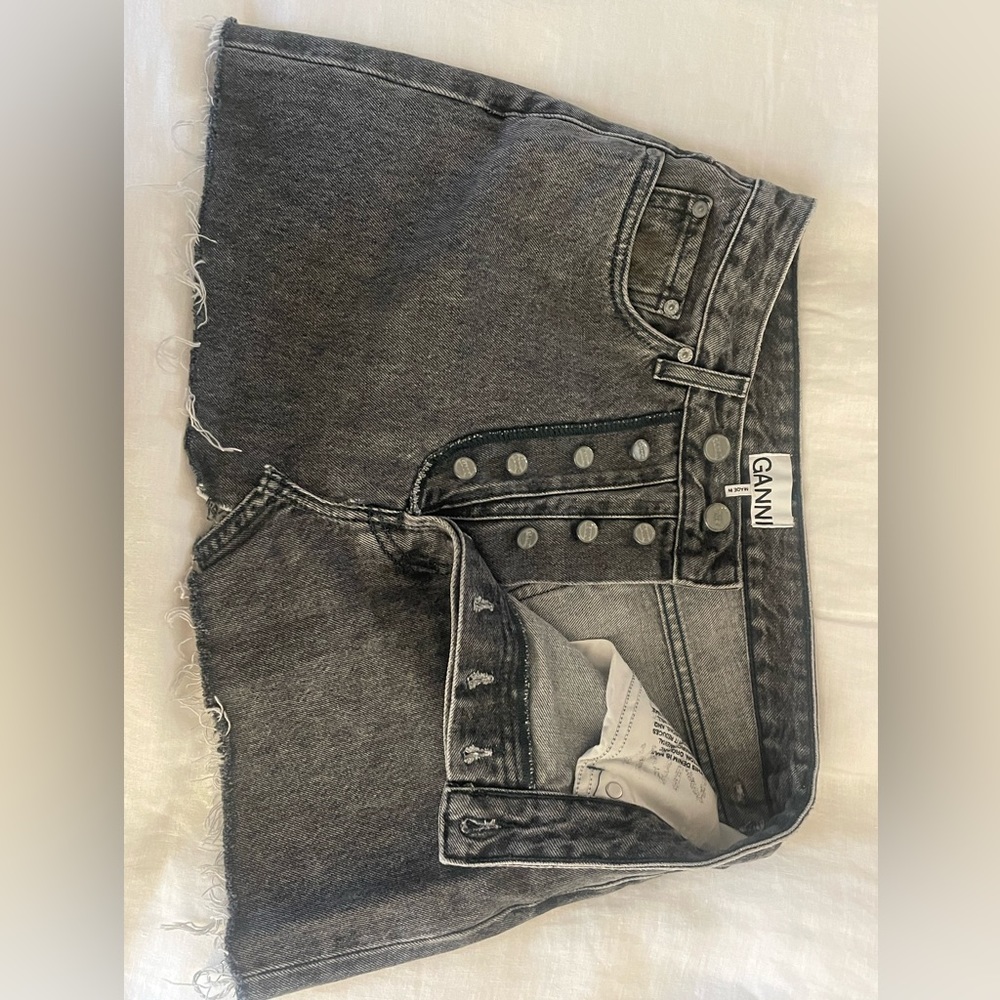 GANNI black denim skirt